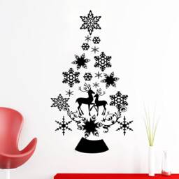 Christmas Tree Wall Decal, Reindeer Snowflake Stickers