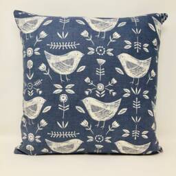 Scandi Blue Bird Cushion Cover, & White Cushion, Duck Feather Pillow, Birthday Present, Letterbox Gift - thumbnail 3