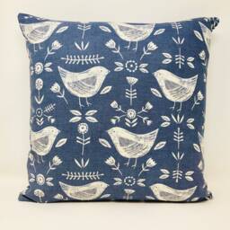 Scandi Blue Bird Cushion Cover, & White Cushion, Duck Feather Pillow, Birthday Present, Letterbox Gift - thumbnail 2