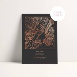 Custom Map Print, Personalised Foil Location Wall Art, Gold Silver Rose Copper Metallic Anniversary, Wedding, New Home Gift - thumbnail 3