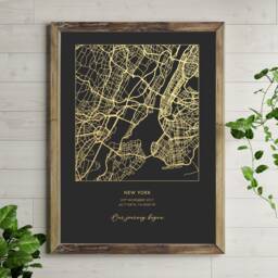 Custom Map Print, Personalised Foil Location Wall Art, Gold Silver Rose Copper Metallic Anniversary, Wedding, New Home Gift - thumbnail 1