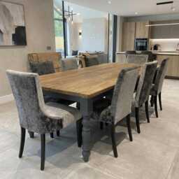 Extra Wide Dining Table Hawick Dine Rustic Farmhouse Wood - Handmade Wooden Frame Legs Chunky - thumbnail 3