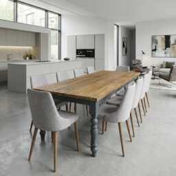 Extra Wide Dining Table Hawick Dine Rustic Farmhouse Wood - Handmade Wooden Frame Legs Chunky - thumbnail 2