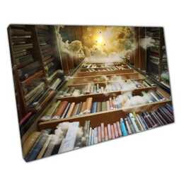 Ethereal Book Clouds Canvas Inspirational Wall Art For Home & Office Decor - Ready To Hang - thumbnail 1
