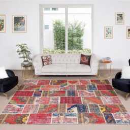 Multicolor Handmade Turkish Patchwork Rug - thumbnail 2