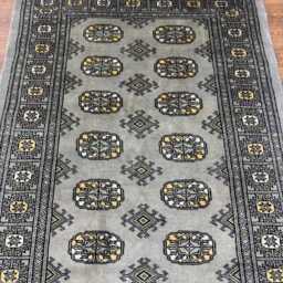 3x5 Silver Color Bokhara Rug - Washable Kitchen Wool Living Room Hand Knotted Wall Turkish - thumbnail 3