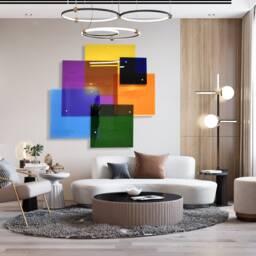 "Oversized Multicolor Acrylic Squares 3D Contemporary Wall Art - 60"" X 60" - thumbnail 2