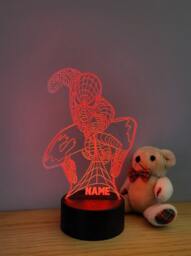 Personalised Spiderman Night Light - Children's Kids Bedroom Boys Room Led Birthday Gift