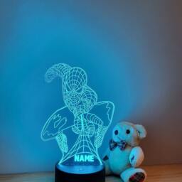 Personalised Spiderman Night Light - Children's Kids Bedroom Boys Room Led Birthday Gift - thumbnail 2