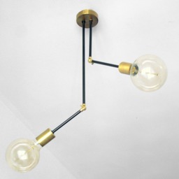 xana - Modern Articulated Ceiling Lamp With 2 Irregular Black & Brass Arms - thumbnail 3