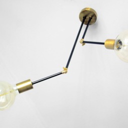 xana - Modern Articulated Ceiling Lamp With 2 Irregular Black & Brass Arms - thumbnail 2
