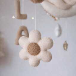 Neutral Felt Dinosaur Baby Mobile Boho Dino Nursery Crib Decor - thumbnail 2