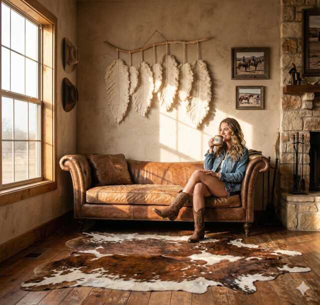 Shaggy Macrame Feather & Leaf Wall Hanging - Large Boho Decor Neutral Fiber Art - image 1