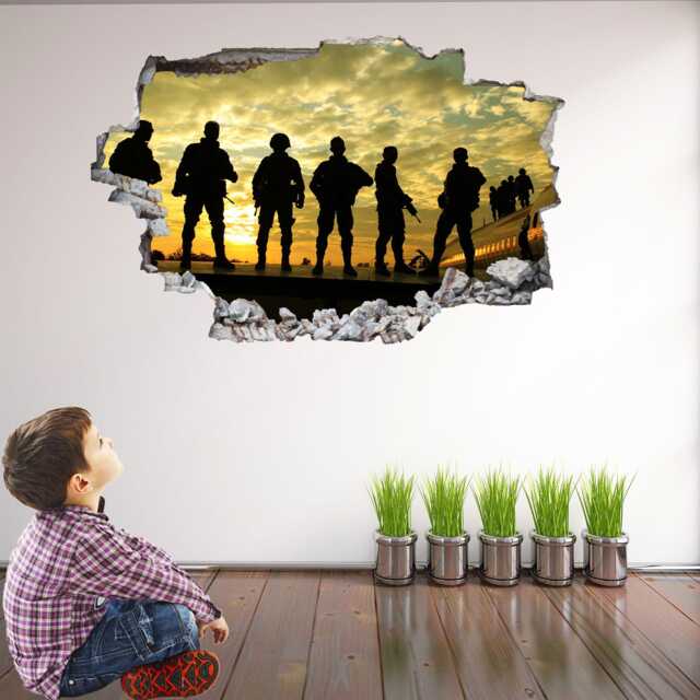 Soldier Army Military Silhouette Wall Sticker Mural Decal Print Art Kids Bedroom Home Cp54 - image 1