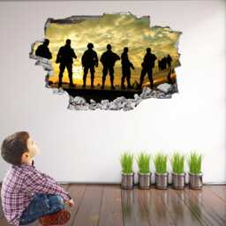 Soldier Army Military Silhouette Wall Sticker Mural Decal Print Art Kids Bedroom Home Cp54 - thumbnail 1