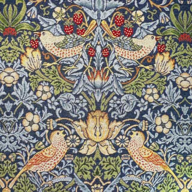 Custom Made William Morris Strawberry Thief Navy Blackout/Lining Curtains 3 - image 1