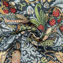 Custom Made William Morris Strawberry Thief Navy Blackout/Lining Curtains 3 - thumbnail 3