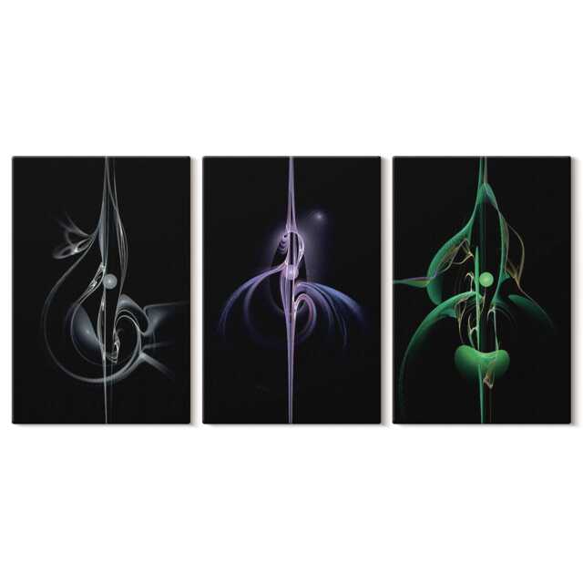 Set Of 3 Canvas Prints - Patterns in Shades Black & Color, Wall Art Large, Abstract Hanging Piece - image 1