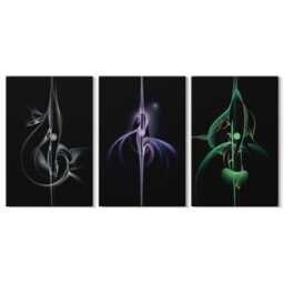 Set Of 3 Canvas Prints - Patterns in Shades Black & Color, Wall Art Large, Abstract Hanging Piece - thumbnail 1