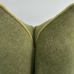 Green Linen Pillow Cover Yellow Pipping, Soft Pillow, Textured Cushion, Throw Pillows - thumbnail 2
