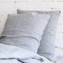 Linen Sheet Set - Fitted Sheet, Flat & 2 Bed Pillow Covers Full Double Queen King Custom Sizes Melange Grey Bedding - thumbnail 3