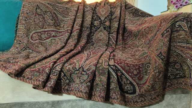 Luxury Boiled Pure Merino Wool Reversible Sofa Or Bed Throws - Ultimate Comfort & Style- Classic Indian Abstract Print - image 1