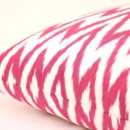 20x20 Crimson Chevron Ikat Pillow Cover, Handmade Cotton Cushion - thumbnail 3