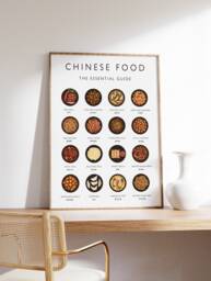 Chinese Food Art Print, Cuisine Wall Art, Poster, Cooking Gift, Kitchen Retro Gift A1/A2/A3/A4 - thumbnail 1