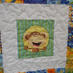 "Handmade Monkey Face Quilt Playful Machine Quilted Youth Bedding - 69"" X 87" - thumbnail 2