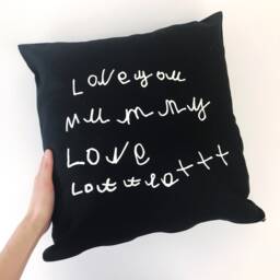 Handwriting Keepsake Cushion - Childs Personalised Mummy Black White - thumbnail 2