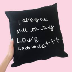 Handwriting Keepsake Cushion - Childs Personalised Mummy Black White