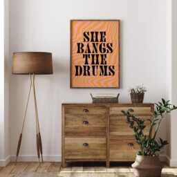 She Bangs The Drums Poster Retro Music Lyric Wall Art - thumbnail 3