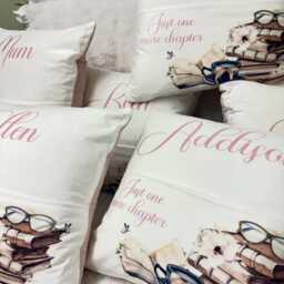 Personalised Book Pocket Cushion, A Girl Who Loves Books, Gift For Her, Reading Gift - thumbnail 3