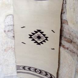 Handwoven Wool Kilim Rug White Bohemian Decor - 2Ft X 4Ft - thumbnail 2