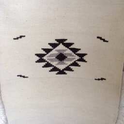 Handwoven Wool Kilim Rug White Bohemian Decor - 2Ft X 4Ft - thumbnail 4