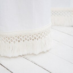 Linen Curtain Panel With Macrame Edge - Rod Pocket Drapes Lightweight & Semi-Sheer Curtains Custom - thumbnail 2