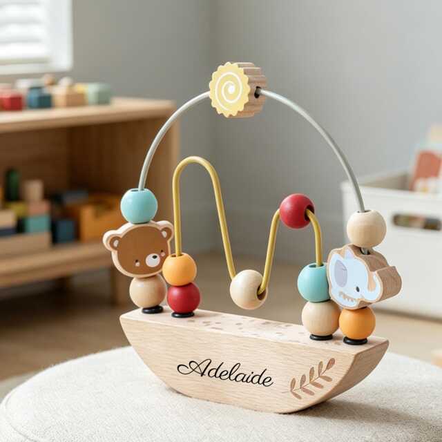 Personalized Bead Maze Balancing Toy - Custom Name Wooden For Babies Montessori Sensory Newborn Gift - image 1