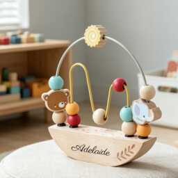 Personalized Bead Maze Balancing Toy - Custom Name Wooden For Babies Montessori Sensory Newborn Gift