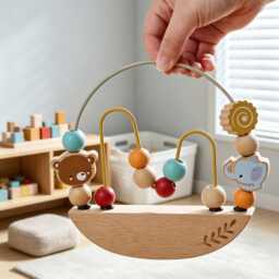 Personalized Bead Maze Balancing Toy - Custom Name Wooden For Babies Montessori Sensory Newborn Gift - thumbnail 4