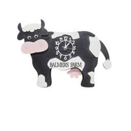 Black & White Cow Personalised Wooden Pendulum Wall Clock - thumbnail 3