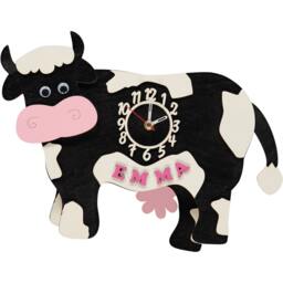 Black & White Cow Personalised Wooden Pendulum Wall Clock