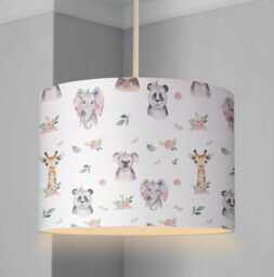 Lampshade - Nursery Safari Boho Animals, Lampshade Or Table Lampshade Childrens Room Round