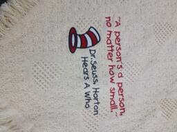 Literary Great Nursery Blanket, Children's Afghan, Childrens Author Quotes, Top Hat Cartoon Cat, Baby Throw, Shower Gift - thumbnail 2