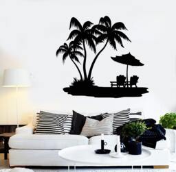 Wall Vinyl Decal Palms Beach Summer Travel Vacation Mural 2241Di - thumbnail 1