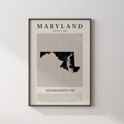 Abstract Maryland Map Vintage Wall Art Print Us State - United States Of America Usa Travel Poster - thumbnail 1