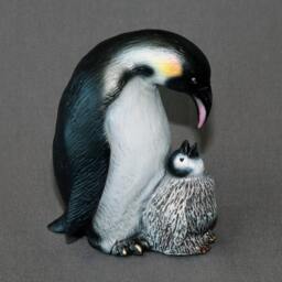 Signed Bronze Penguin Sculpture Mama & Baby Figurine, Limited Edition - thumbnail 4
