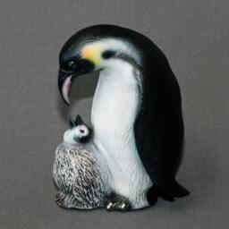Signed Bronze Penguin Sculpture Mama & Baby Figurine, Limited Edition - thumbnail 3