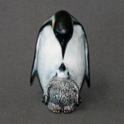 Signed Bronze Penguin Sculpture Mama & Baby Figurine, Limited Edition - thumbnail 2