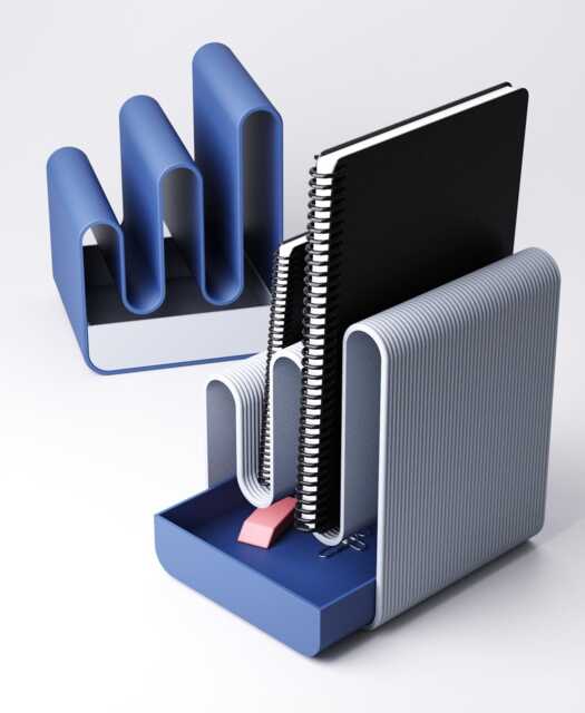 Notebook Holder With Drawer Minimalist Desk Organiser Modern A5 A6 Storage 3D Printed Office Decor - image 1