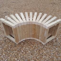 Wooden Rustic Curved Garden Bench Seat - thumbnail 3